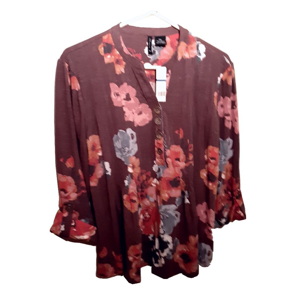 Henley New Directions Pleat-Look Women's Shirt PXL